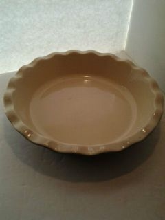 Vintage Emile Henry 10 Forest Green Scalloped Pie Dish