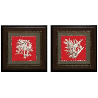 House Beautiful Marketplace Coral on Red 22 x 22 Set of 2 Prints