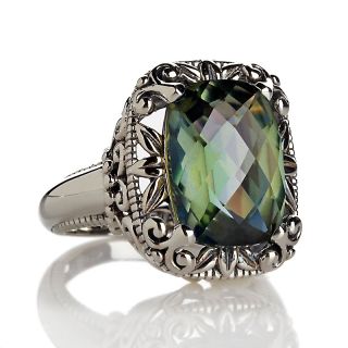 Orvieto Silver 5.5ct Green Princess Quartz Sterling Silver Ring at