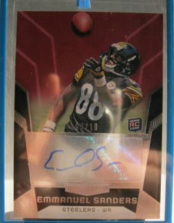 Emmanuel Sanders Auto Rookie RARE Red Parallel Only 10 Made 07 10