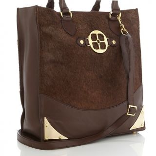 IMAN Platinum Luxe Leather & Ponyhair Tote with Metal Accents