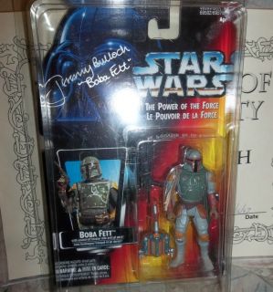AUTOGRAPHED ENGLISH FRENCH 1995POTF BOBA FETT RED CARD ACTION FIGURE W