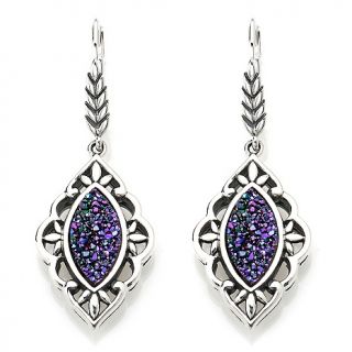 Orvieto Silver Orvieto Silver Leaf Shaped Violet Drusy Sterling Silver