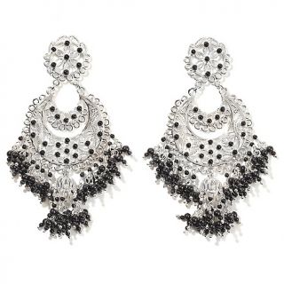 Isharya 925 Black Agate and Sterling Silver Chandelier Earrings