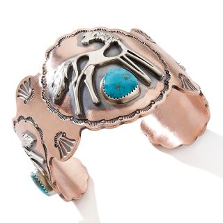 Chaco Canyon Southwest Copper and Turquoise Horse Cuff Bracelet at