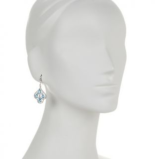 21ct Blue Topaz and Diamond Sterling Silver Drop Earrings