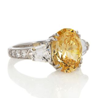 Xavier 5.31ct Absolute™ Canary Oval and Geometric Sides Ring