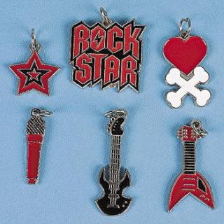 Enamel Rock Star Charms Guitar Microphone Black Red Jewelry Craft