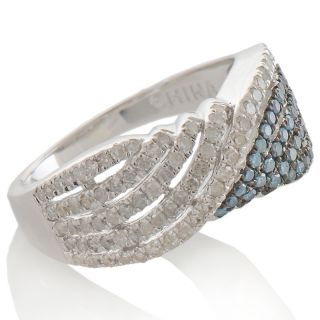 60ct Blue and White Diamond Sterling Silver Wrap Ring at