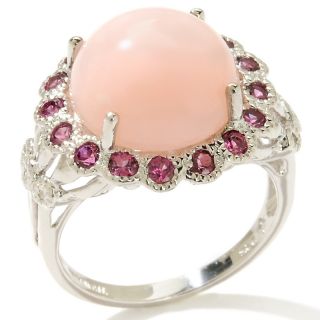  pink opal rhodolite and diamond sterling silver ring rating 22 $ 62 93