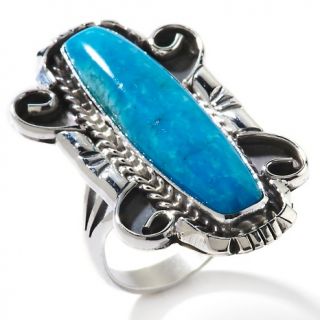 Chaco Canyon Southwest Jewelry Turquoise Sterling Silver Elongated