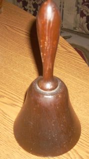 Vintage Wood School Hand Bell 8 Inches Tall
