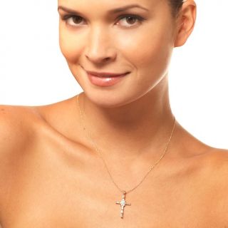 Absolute 1ct Rounds and Baguettes Cross Pendant with 18 Chain