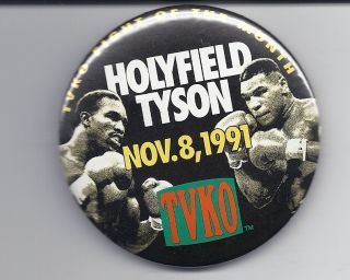 Mike Tyson Evander Holyfield 1991 Boxing Pinback Button