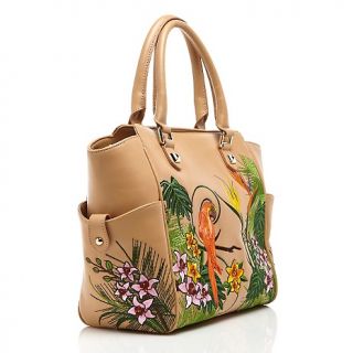 Handbags and Luggage Satchels Sharif Tropical Embroidered Satchel