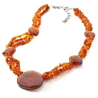 Jay King 3 Strand Amber Chip 19 1/4 Drop Necklace