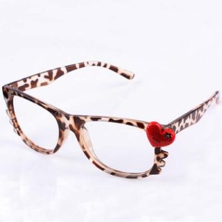   Heart Leopard Nerd Eyeglasses Glasses Frames No Lens Costume Girls