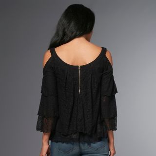 Hot in Hollywood Cold Shoulder Lace Blouse