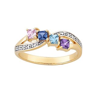  square family birthstone and diamond accented ring rating 1 $ 88