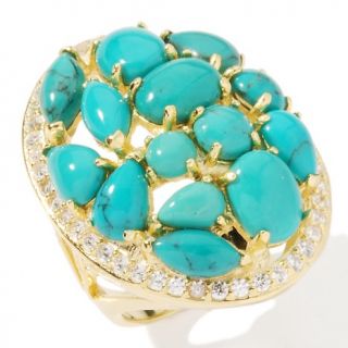 Technibond Technibond® 1.15ct CZ and Turquoise Cluster Ring