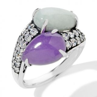Jade of Yesteryear Green and Lavender Jade Bypass Sterling Silver Ring