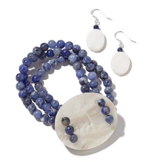 Sally C Treasures Mosaic White Shell and Sodalite Bracelet and