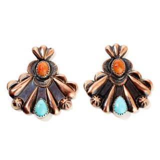 Jewelry Earrings Stud Chaco Canyon Southwest Coral and Turquoise