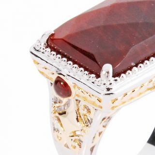 Two Tone Red Tigers Eye and Garnet Ring