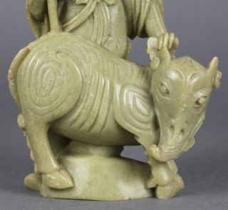  Chinese Carved Hardstone Immortal and Elephant Figure 19 20th C