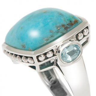 Sally C Treasures Turquoise and Blue Topaz Sterling Silver Square Bead