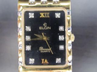 Vintage Mens Elgin Diamond Quartz Wristwatch Watch