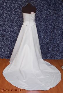 Eden Bridals 5037 White Satin Wrap Strapless Wedding Dress 12
