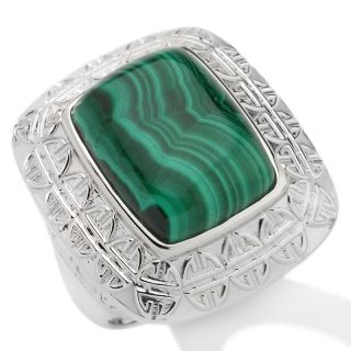 Art of Asia Malachite Sterling Silver Chinese Symbol Ring