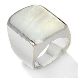103 307 stately steel rectangular mother of pearl stainless steel ring