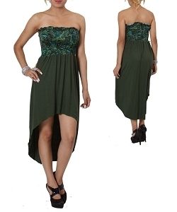 New Womens Junior Plus Size Clothing Sexy Tube Dress in Olive Green