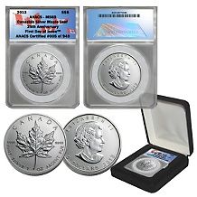 2013 ms69 anacs le 949 canada maple leaf $ 5 silver coin $ 109 95