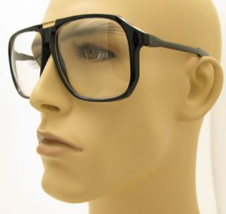  Large Big Aviator Clear Lens Black Eyeglasses Glasses Unisex