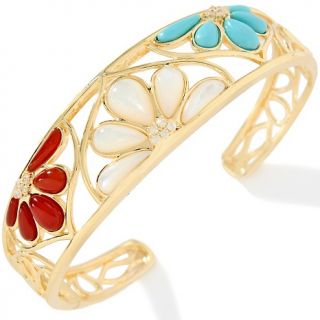 116 769 technibond technibond multigemstone flower 7 1 4 cuff bracelet