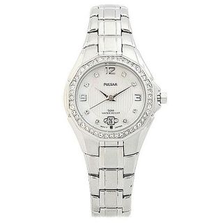 110 0184 pulsar women s crystal collection stainless steel 7 1 4