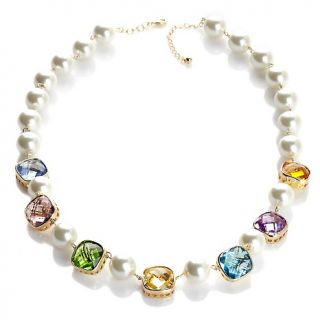 Joan Boyce Golden Glow Simulated Pearl Station Necklace at