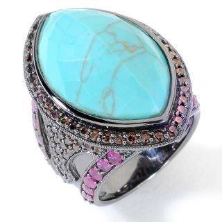 119 405 simulated turquoise ruby and brown cz sterling silver marquise