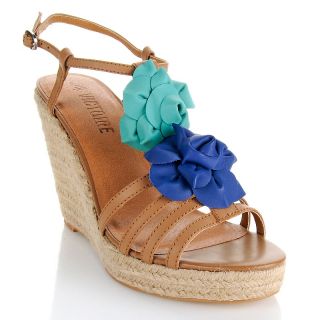 119 709 la victoire la victoire leather wedge with flowers rating 14 $