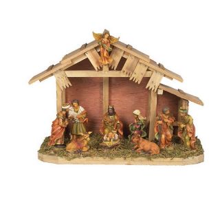 kurt adler 128 nativity set with wooden stable and te d