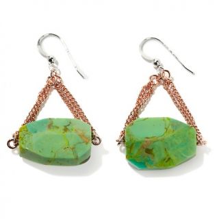 Jay King Kingman Green Turquoise Copper Drop Earrings at