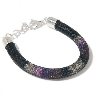 132 265 murano by manuela silvertone lavender glass bead mesh bracelet