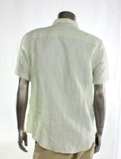 Perry Ellis New Green Mens Casual Shirt Button Linen Lightweight Size