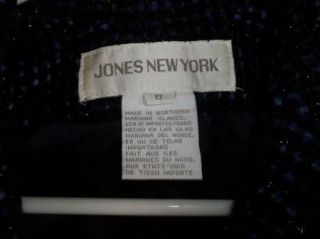 Black Purple Tweed Wool Blend Jones New York Career Blazer Jacket Sz 8