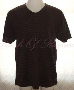 Perry Ellis Mens Short Sleeved Striped V Neck Tee Shirt T Shirt