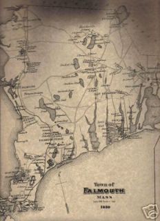 Falmouth MA 1880 Map with Homeowners Named