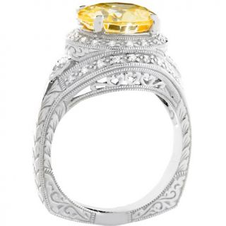 37ct Absolute™ Round Canary and Heart Shape Etched Ring